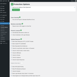 Page screenshot: Stop Spammers &rarr; Protection Options
