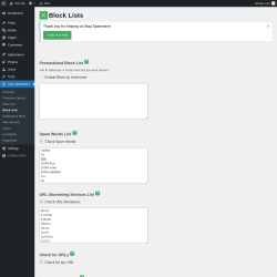 Page screenshot: Stop Spammers &rarr; Block Lists