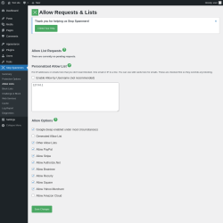 Page screenshot: Stop Spammers &rarr; Allow Lists