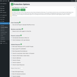 Page screenshot: Stop Spammers &rarr; Protection Options