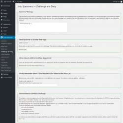 Page screenshot: Stop Spammers → Challenge & Deny