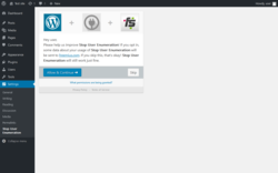 Page screenshot: Stop User Enumeration ‹ Test site — WordPress