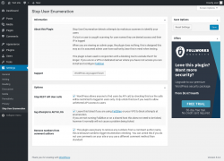 Page screenshot: Settings → Stop User Enumeration
