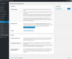 Page screenshot: Settings → Stop User Enumeration