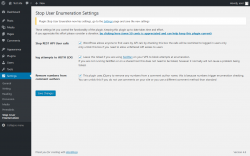 Page screenshot: Settings → Stop User Enumeration
