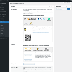 Page screenshot: Settings → Stop User Enumeration