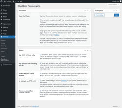 Page screenshot: Settings → Stop User Enumeration