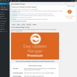 Page screenshot: Dashboard &rarr; Updates Options &rarr; Premium
