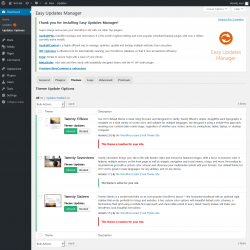 Page screenshot: Dashboard &rarr; Updates Options &rarr; Themes