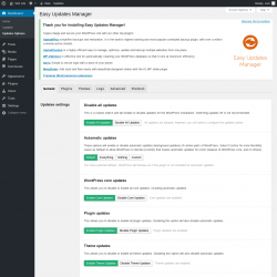 Page screenshot: Dashboard &rarr; Updates Options
