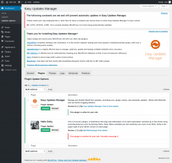 Page screenshot: Dashboard &rarr; Updates Options &rarr; Plugins