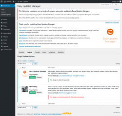 Page screenshot: Dashboard &rarr; Updates Options &rarr; Plugins