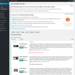 Page screenshot: Dashboard &rarr; Updates Options &rarr; Themes