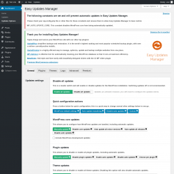 Page screenshot: Dashboard &rarr; Updates Options
