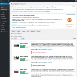 Page screenshot: Dashboard &rarr; Updates Options &rarr; Themes