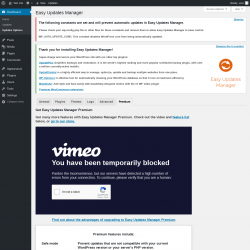 Page screenshot: Dashboard &rarr; Updates Options &rarr; Premium