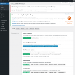 Page screenshot: Dashboard &rarr; Updates options