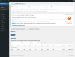 Page screenshot: Dashboard &rarr; Updates options &rarr; Logs