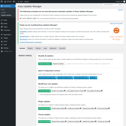 Page screenshot: Dashboard &rarr; Updates options