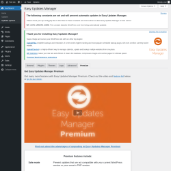 Page screenshot: Dashboard &rarr; Updates options &rarr; Premium