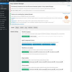 Page screenshot: Dashboard &rarr; Updates options