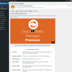 Page screenshot: Dashboard &rarr; Updates options &rarr; Premium