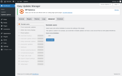 Page screenshot: Dashboard &rarr; Updates options &rarr; Advanced