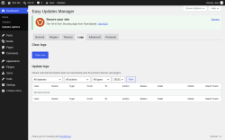 Page screenshot: Dashboard &rarr; Updates options &rarr; Logs