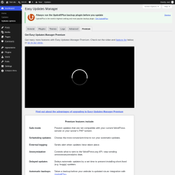 Page screenshot: Dashboard &rarr; Updates options &rarr; Premium