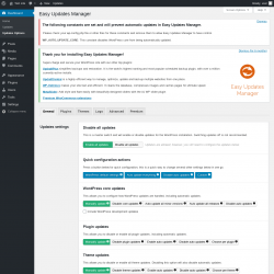 Page screenshot: Dashboard &rarr; Updates Options