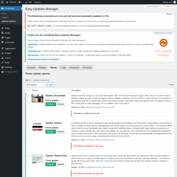 Page screenshot: Dashboard &rarr; Updates options &rarr; Themes
