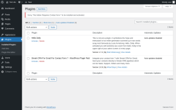 Page screenshot: Plugins ‹ Test site — WordPress