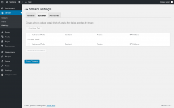 Page screenshot: Stream → Settings → 
							Exclude						