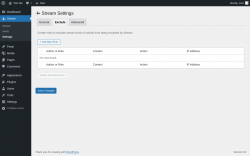 Page screenshot: Stream → Settings → 
							Exclude						