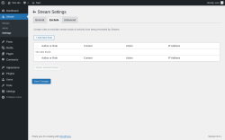 Page screenshot: Stream → Settings → 
							Exclude						