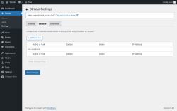 Page screenshot: Stream → Settings → 
							Exclude						