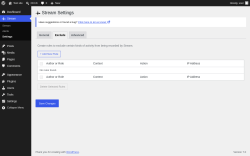 Page screenshot: Stream &rarr; Settings &rarr; 
							Exclude						