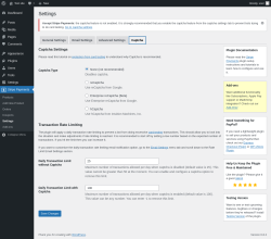 Page screenshot: Stripe Payments → Settings → Captcha