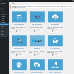 Page screenshot: Stripe Payments → Add-ons