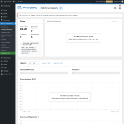 Page screenshot: WP Simple Pay → Activity & Reports