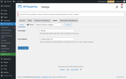 Page screenshot: WP Simple Pay → 
			Emails		