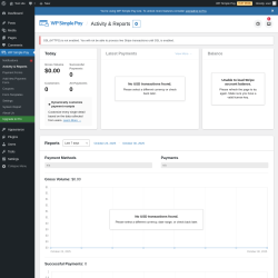 Page screenshot: WP Simple Pay → Activity & Reports