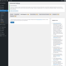 Page screenshot: Testimonials  &rarr; Settings &rarr; Role ManagementPRO