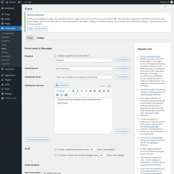 Page screenshot: Testimonials  &rarr; Form &rarr; Settings