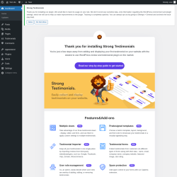Page screenshot: Welcome to Strong Testimonials &lsaquo; Test site &mdash; WordPress