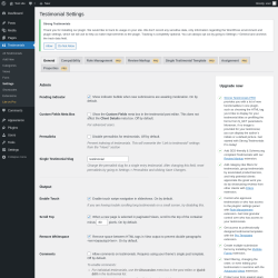 Page screenshot: Testimonials  &rarr; Settings