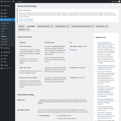 Page screenshot: Testimonials  &rarr; Settings &rarr; Compatibility