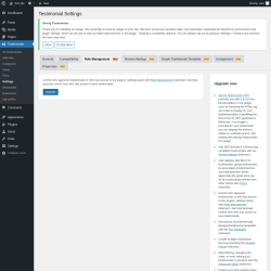 Page screenshot: Testimonials  &rarr; Settings &rarr; Role ManagementPRO