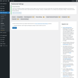 Page screenshot: Testimonials  &rarr; Settings &rarr; Review MarkupPRO