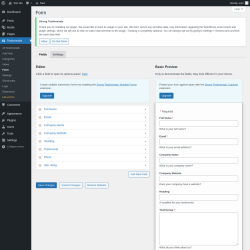 Page screenshot: Testimonials  &rarr; Form